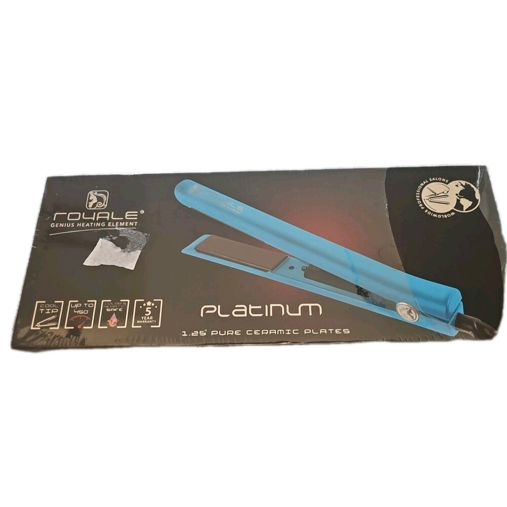 Royale Genius Heating Element Platinum Hair Straightener Pure Ceramic Plates NIB